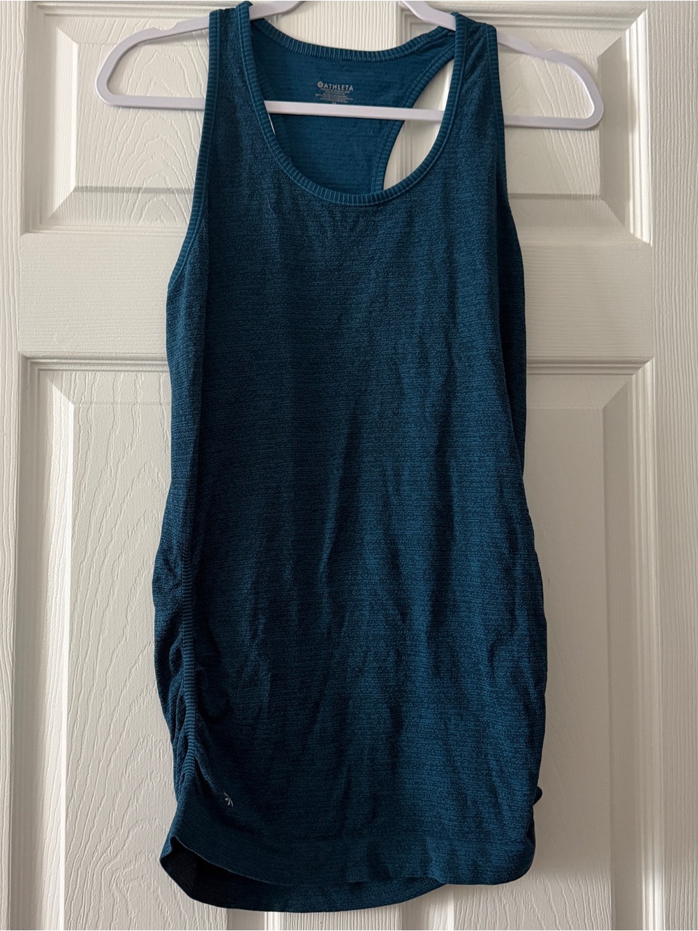 Athleta Teal Heathered Racerback Workout Tank Top Ruched Women’s Medium